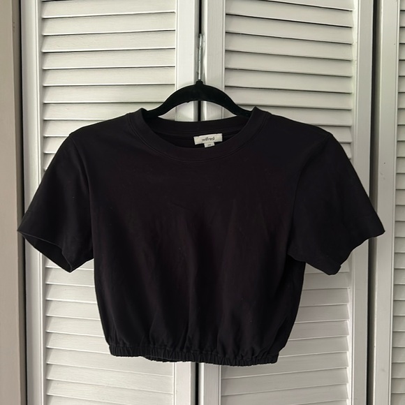 Wilfred cropped elastic waist Tshirt | black - Picture 1 of 6